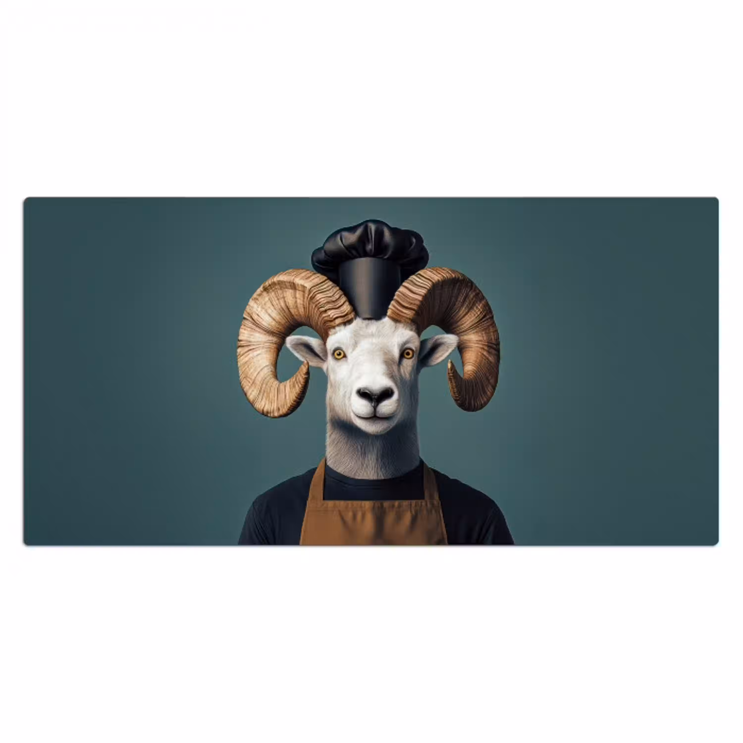 Geit - Hoorns - Kokskleding Muismat XXL klein -3d_leeg