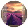 Doorkijk - Lavendel - Landschap - Bloemen - Paars Wandcirkel plexiglas klein -3d