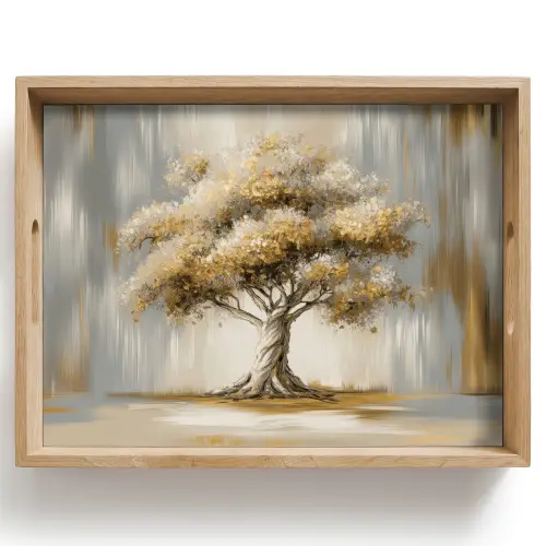 Boom - Bladeren - Abstract - Wit Dienblad Rechthoek middel -z3d_shopping