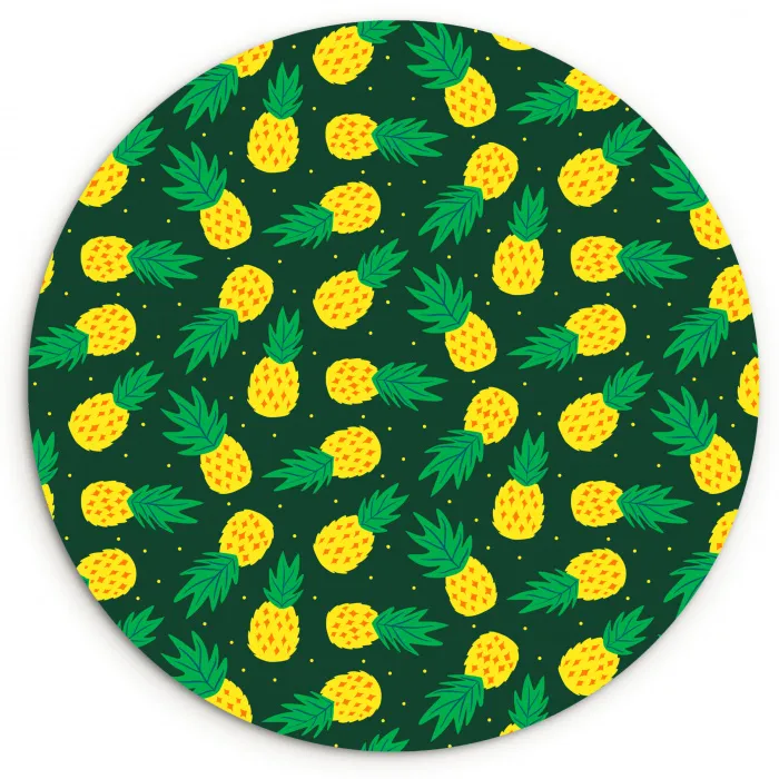 Donkergroen - Ananas - Bladeren Wandcirkel kunststof plaat 5mm dik klein 188 -3d