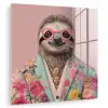 Luiaard - Bloemenprint - Bril - Roze plexiglas 5mm klein -zzzproduct_nieuw