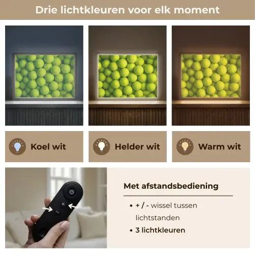 Tennisballen - Bal - Geel Light Box met batterij (Wandlamp) middel -USP_lichtkleurNL