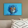 Vrouw - Bloem - Blauw - Modern - Bril - Portret canvas 2cm klein -sfeer3