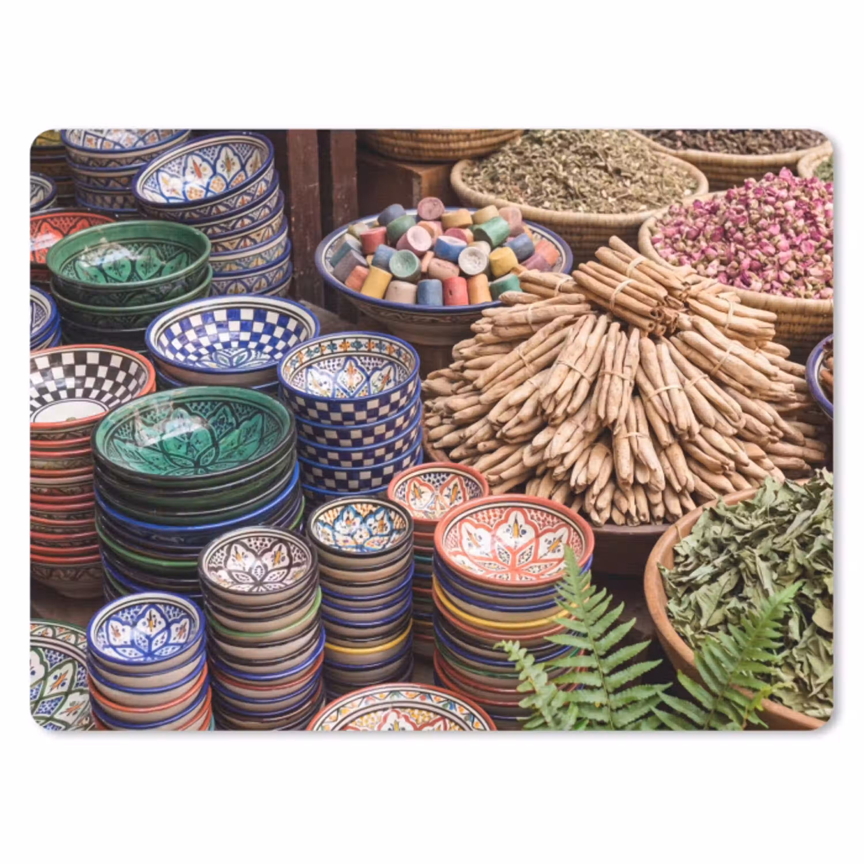 Aardewerk - Oosters - Kleurrijk muismat rubber klein -3d