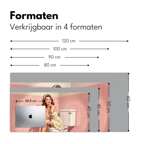 Roze - Retro - Vrouw Muismat XXL klein -sfeer5
