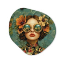 Vrouw - Bloemen - Vlinders - Natuur - Vintage Wandcirkel Organisch Plexiglas middel -3d