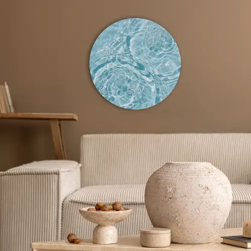 Water - Blauw - bubbels Akoestische PET Vilt - Rond klein -sfeer1