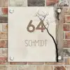 Boomsilhouet beige achtergrond - Modern Naambord Vierkant klein -sfeer2