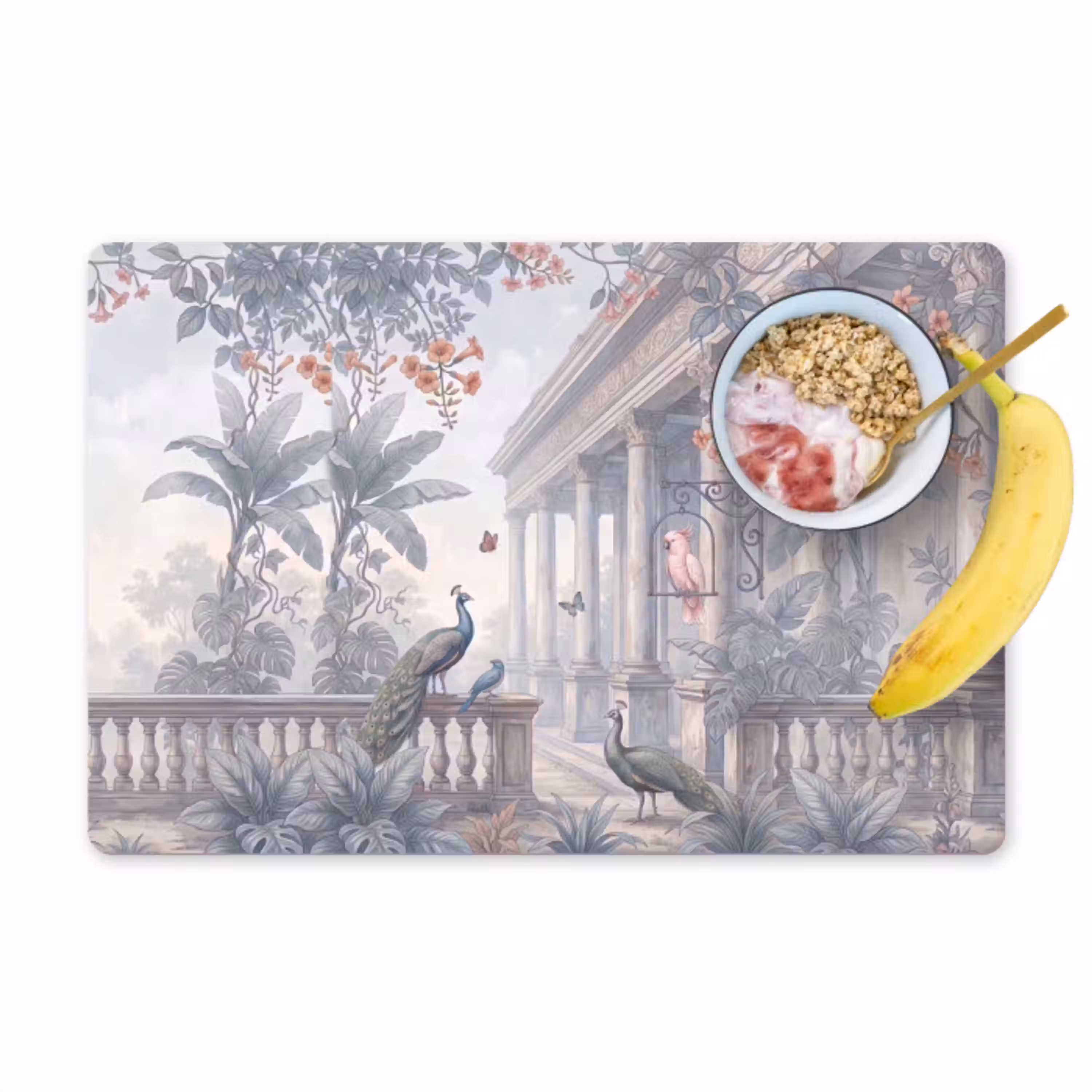 Vogel - Pauw - Architectuur - Klassiek - Groen Placemat vinyl groot -zzzproduct_Kitchenyeah-website