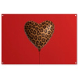 Ballon - Hartvormig - Rood - Panterpatroon tuinposter los doek groot -3d