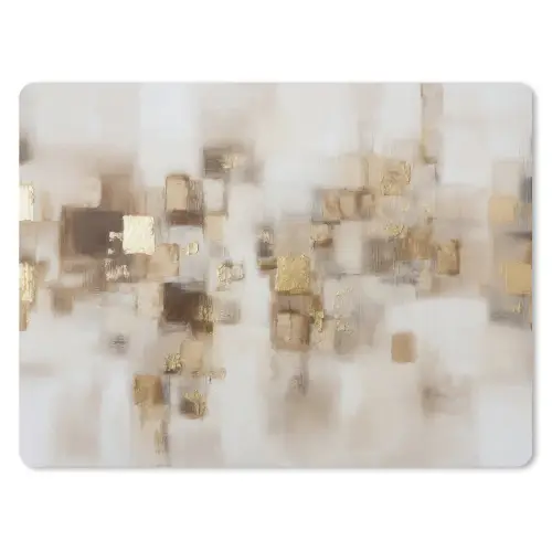 Abstracte vierkanten - Aardetonen - Mistig muismat rubber klein -3d