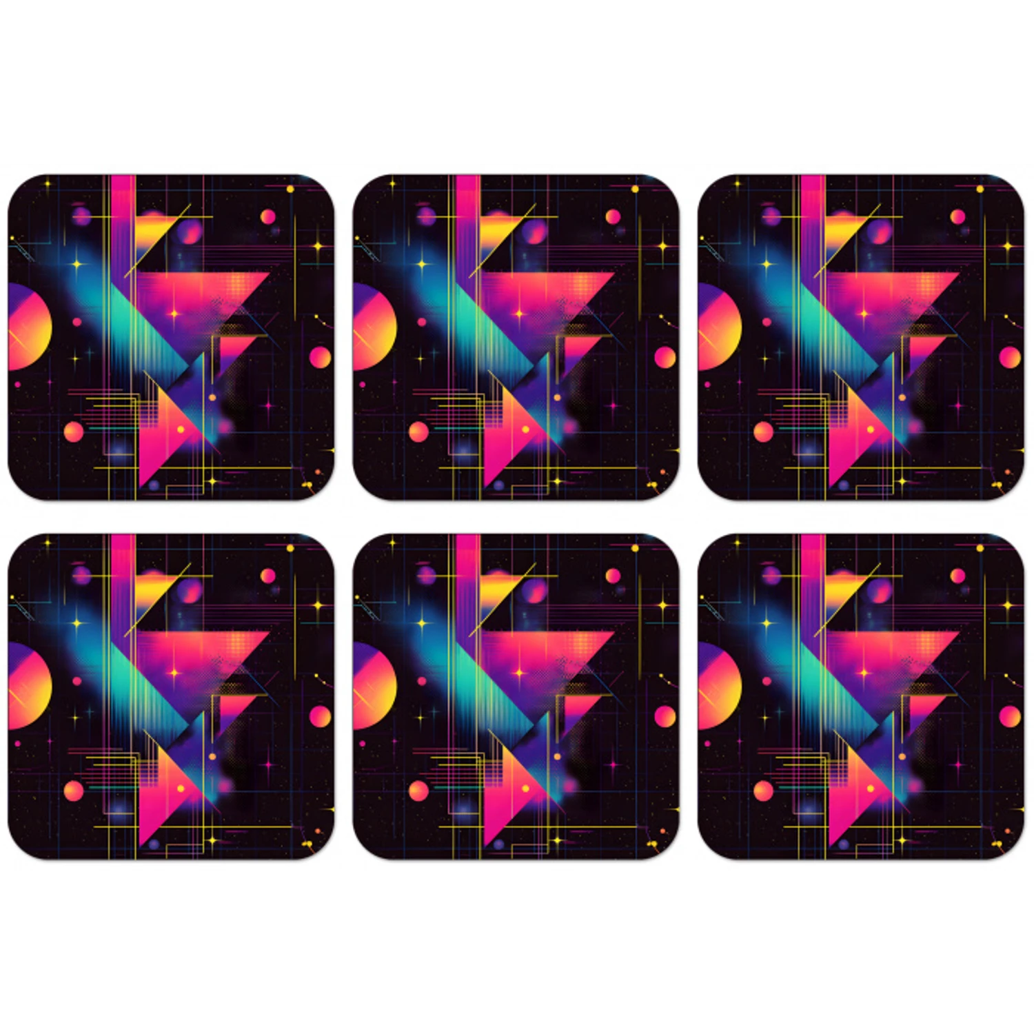 Driehoeken - Cirkels - Abstract - Sterren onderzetter kurk middel -zkaufland3dotto
