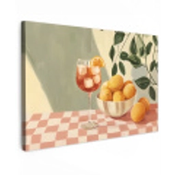 Citroenen - Glas - Tafelkleed - Geblokt Tuinposter op houten frame 2 cm dik klein -3d