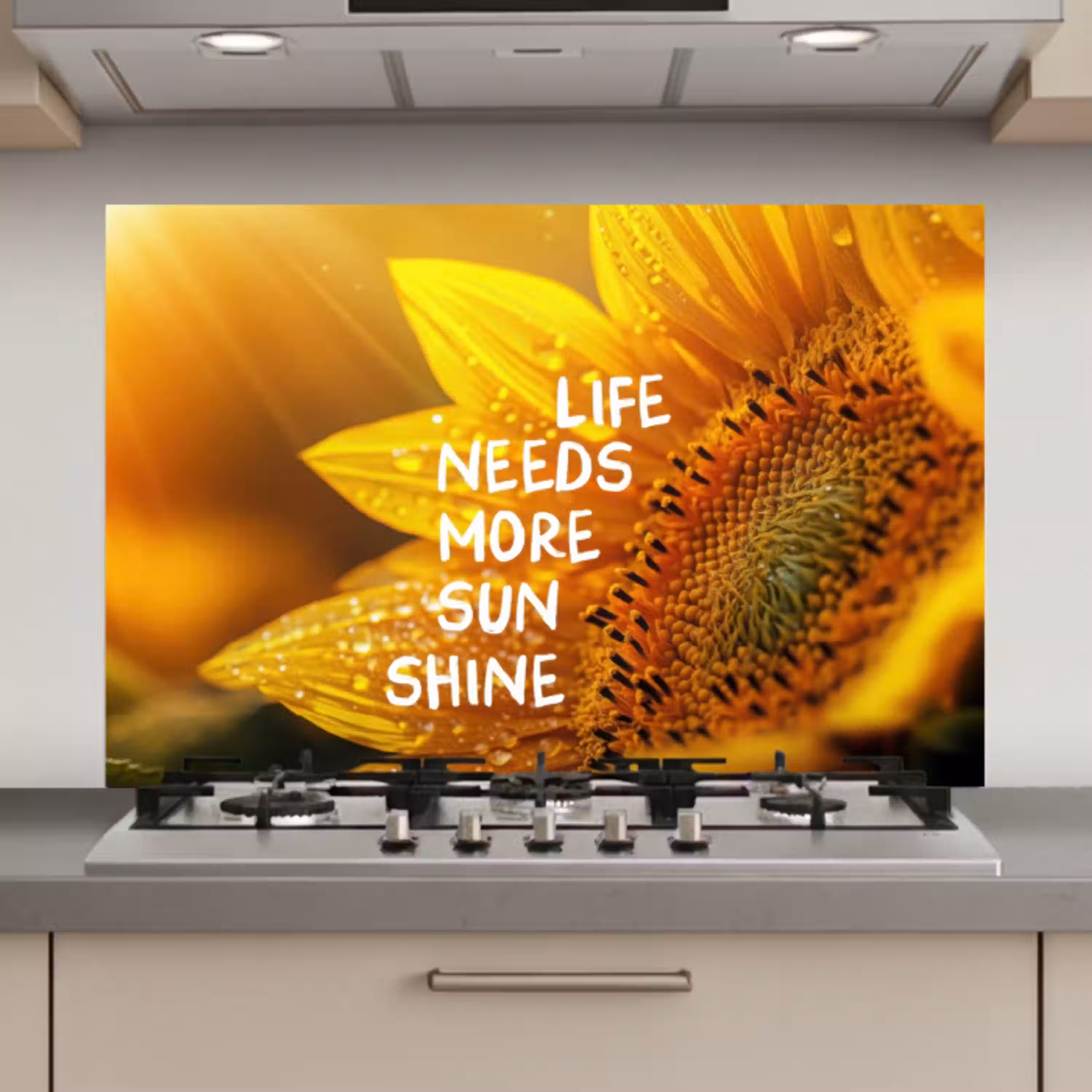 Zonnebloem - Close up - Geel - Quote keuken achterwand spatscherm klein -3d_website