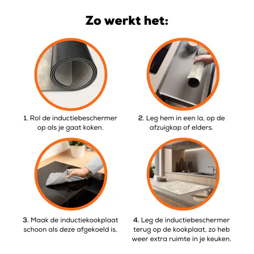 Beige - Reliëfstructuur - Natuursteen Inductie beschermer vinyl 3mm klein 276 -zzzzzzz-td-werking