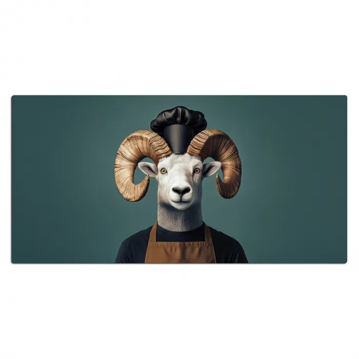 Geit - Hoorns - Kokskleding Muismat XXL klein -3d_leeg