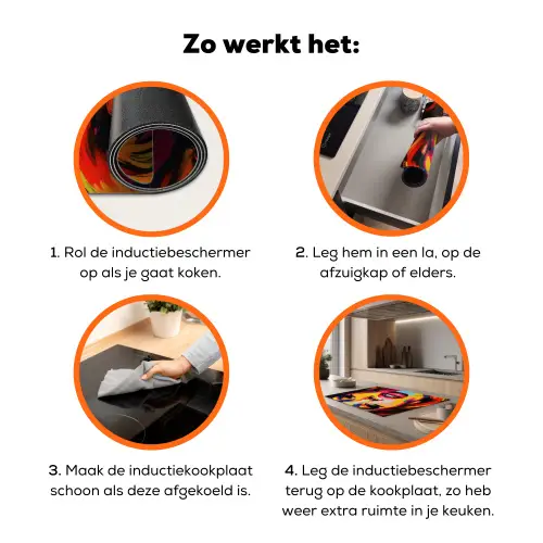 Vrouw - Gezicht - Kleurrijk Inductie beschermer vinyl 3mm klein -zzzzzzz-td-werking