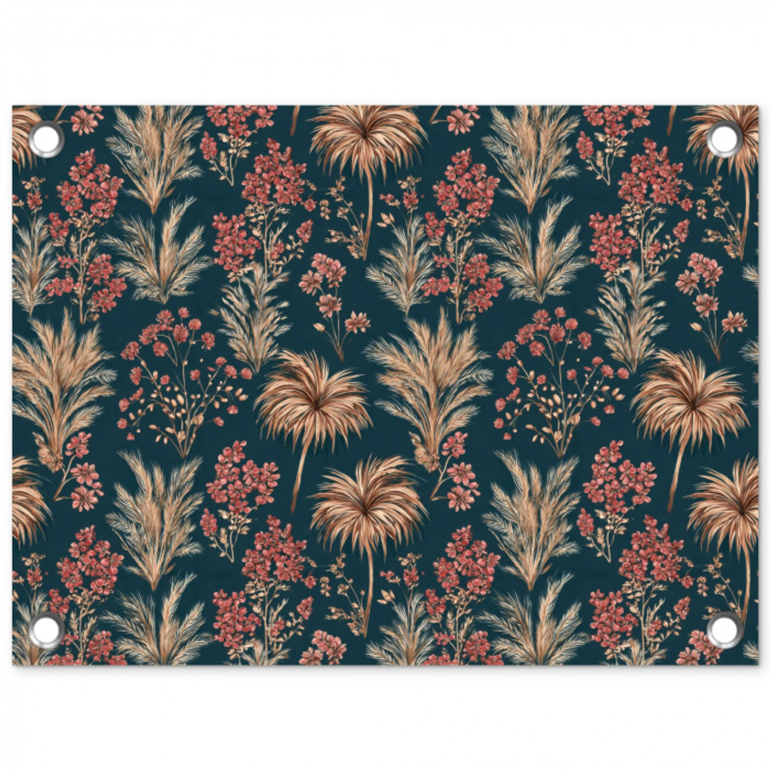 Botanisch - Patroon - Blauw tuinposter los doek klein 239 -3d