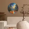 Auto - Skyline - Zon - Blauw Wandcirkel plexiglas klein -sfeer1