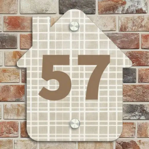 Beige raster - Traditioneel Naambord Huisje klein -sfeer6