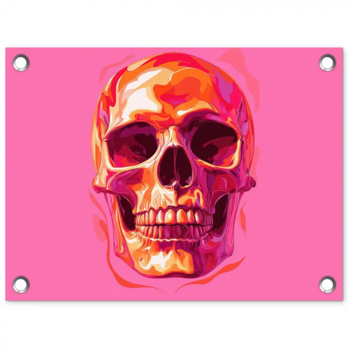 Felroze - Tanden - Schedel tuinposter los doek klein -3d