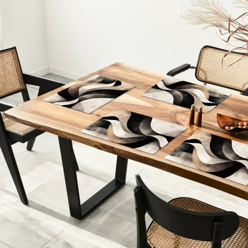 Abstract - Golven - Zwart - Verweerd Placemat vinyl groot -zzsfeer4_Kitchenyeah-website