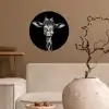 Giraffe - Portret - Dieren - Zwart - Wit Wandcirkel behangsticker klein -sfeer1