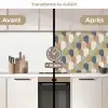Harmonie - Patroon - Kleurrijk keuken achterwand 2 middel 871 -voor-na2_FR