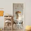 Vintage - Alpaca - Badkuip - Bloemen - Dieren deurposter klein -sfeer4
