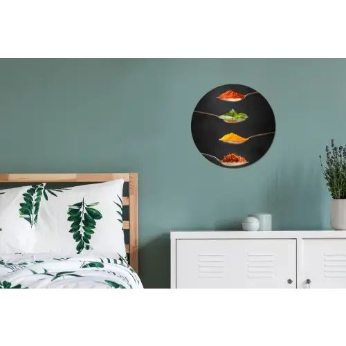 Kruiden - Lepel - Specerijen - Zwart - Italiaans Wandcirkel aluminium klein -slaapkamer