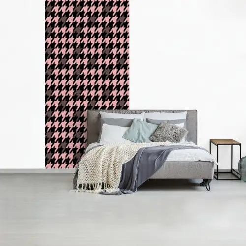 Plaid - Patroon - Zwart - Roze fotobehang vinyl groot 64 -slaapkamer