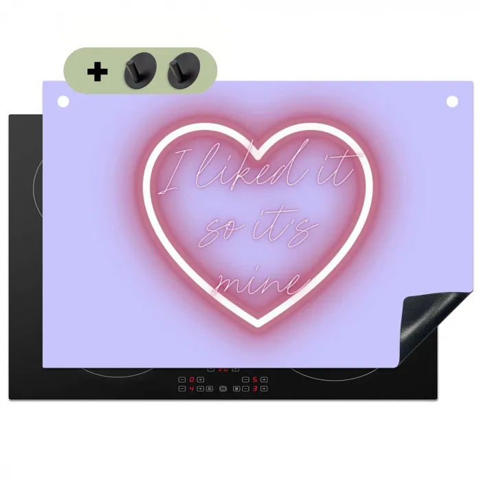 I liked it so it's mine - Neon hart - Paars Inductie beschemer met haakjes klein -3d