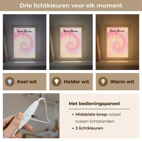 Spiraal - Pastel - Roze Light Box met kabel (Kinderlampje) klein -USP_lichtkleurNL