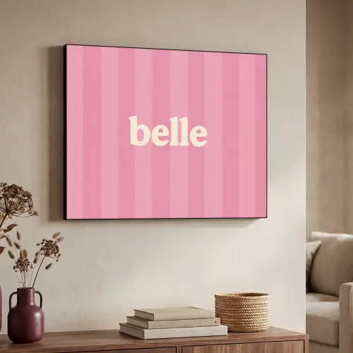 Roze - Gestreept - Belle Textielframe zwart klein -sfeer3