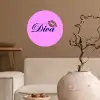 Diva - Lip - Panterprint - Roze Wandcirkel behangsticker klein -sfeer1