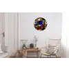 Mondriaan - Glas in lood - Oude Meesters - Kunstwerk - Abstract - Schilderij Wandcirkel aluminium klein -woonkamer