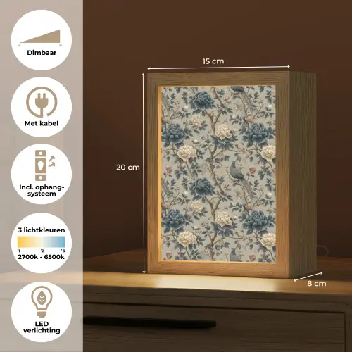 Pauw - Bloemen - Blauw Light Box met kabel (Tafellamp) klein 925 -USP_NL