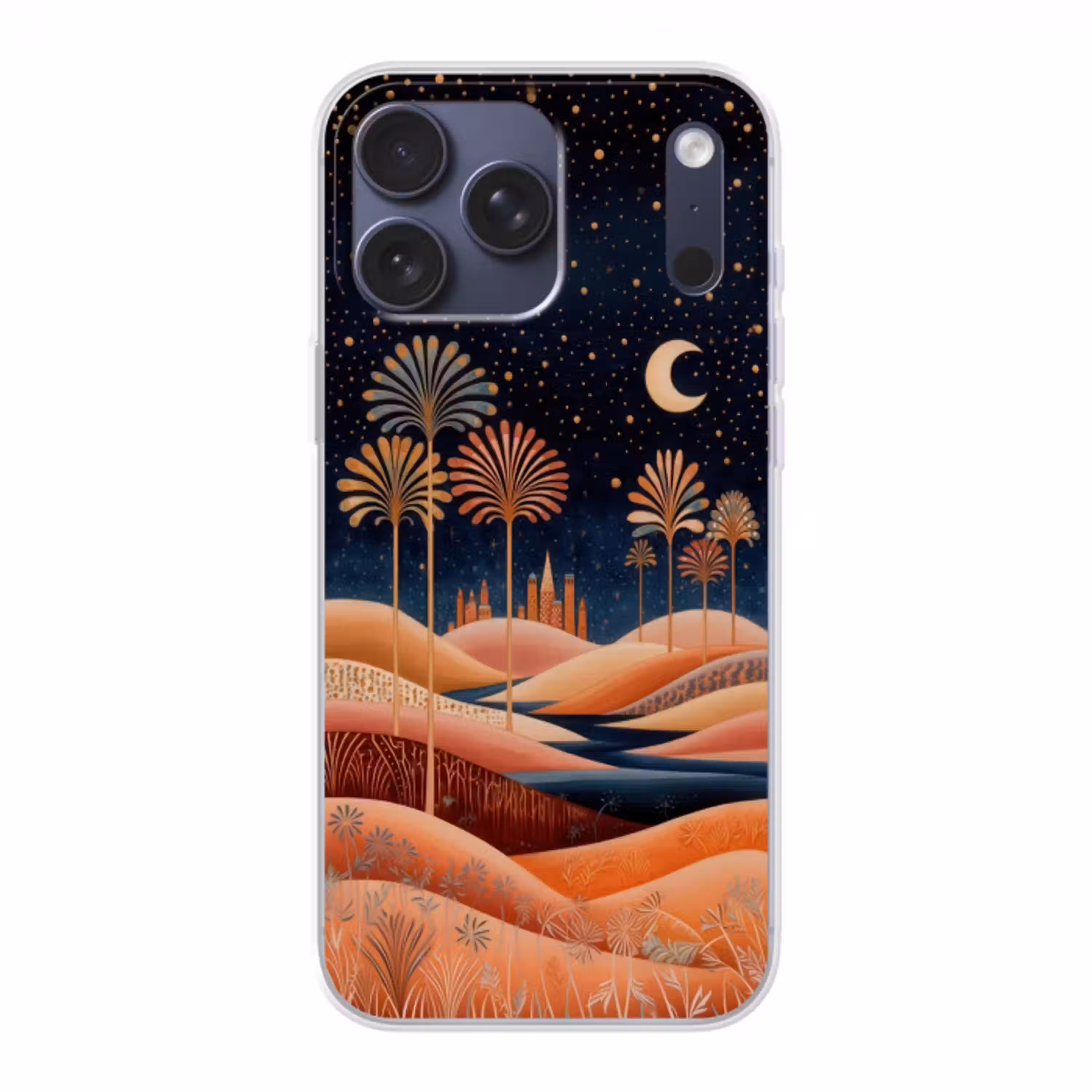 Sterrenhemel - Palmen - Rivier Telefoonhoesje iPhone 17 Pro Max klein -3d
