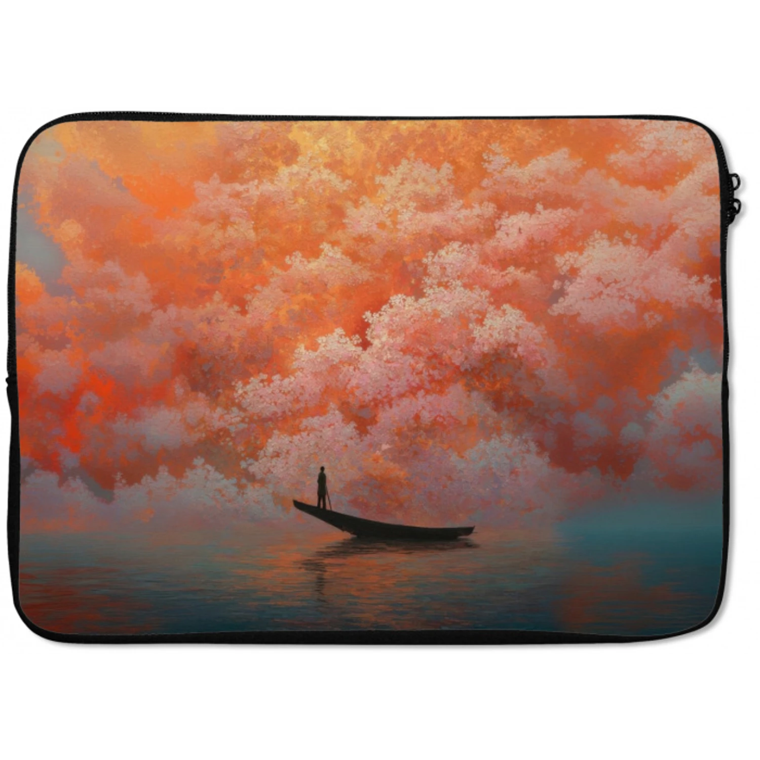 Zee - Boot - Wolken - Oranje laptophoes neopreen klein -zkaufland3dotto