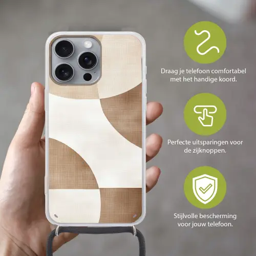 Snijdende cirkels - Overlappende vlakken Hoesje iPhone 16 Pro Max met koord klein -sfeer2_NL