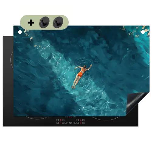 Vrouw - Water - Bikini - Oranje Inductie beschemer met haakjes klein -3d