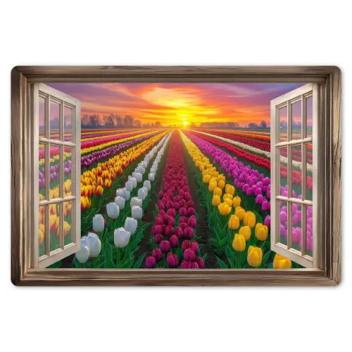 Doorkijk - Bloemen - Tulpen - Kleurrijk - Zonsondergang Placemat vinyl groot -zzsfeer1_Kitchenyeah-website