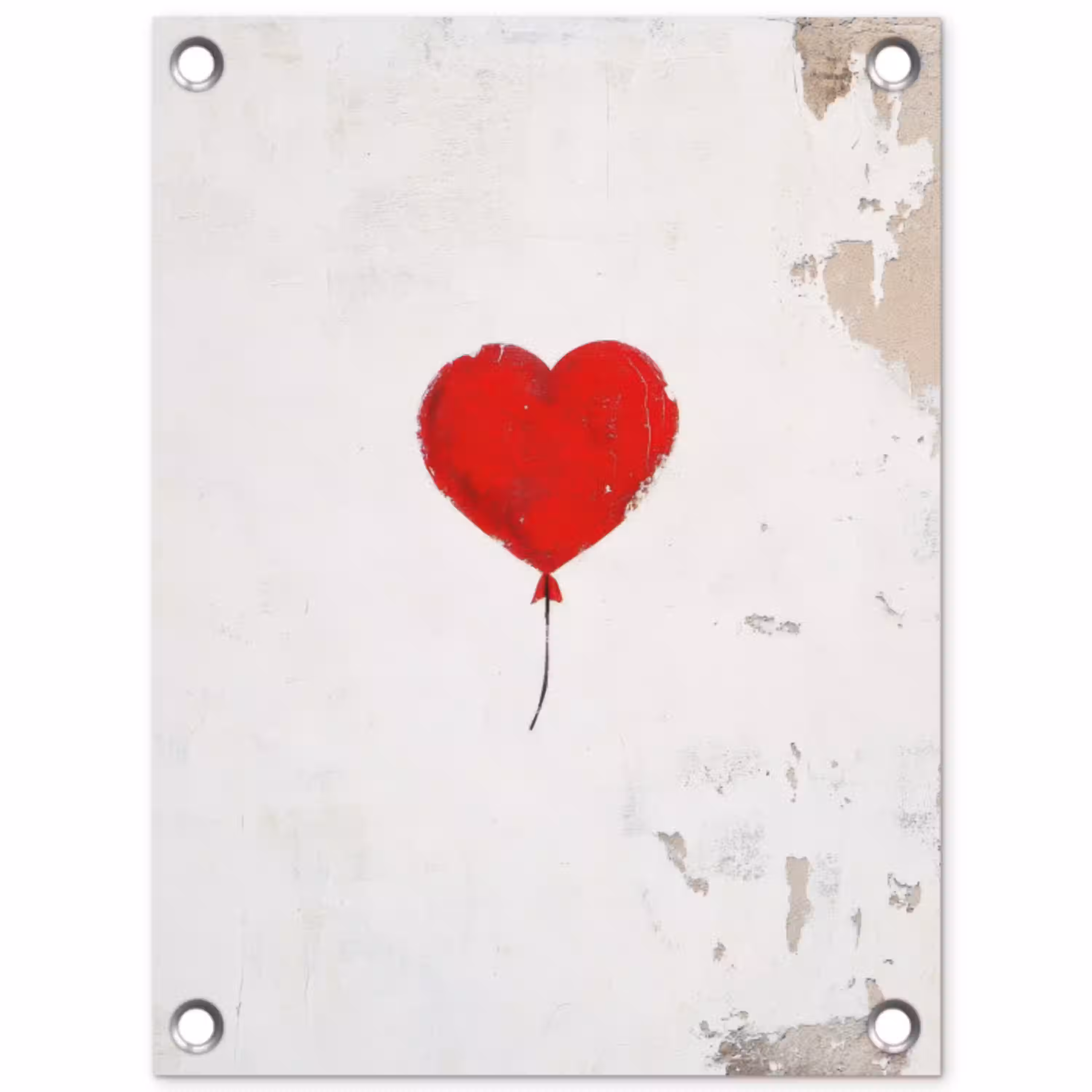 Ballon - Rood - Hart tuinposter los doek klein -3d