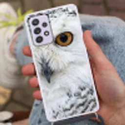 Sneeuwuil - Oog - Wildlife - Wit Hoesje Samsung Galaxy A52 5G met koord klein -sfeer3