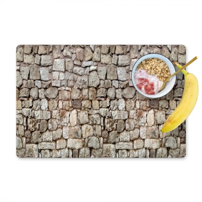 Ruw - Stenen - Muur - Natuurstenen Placemat vinyl groot 368 -zzzproduct_Kitchenyeah-website