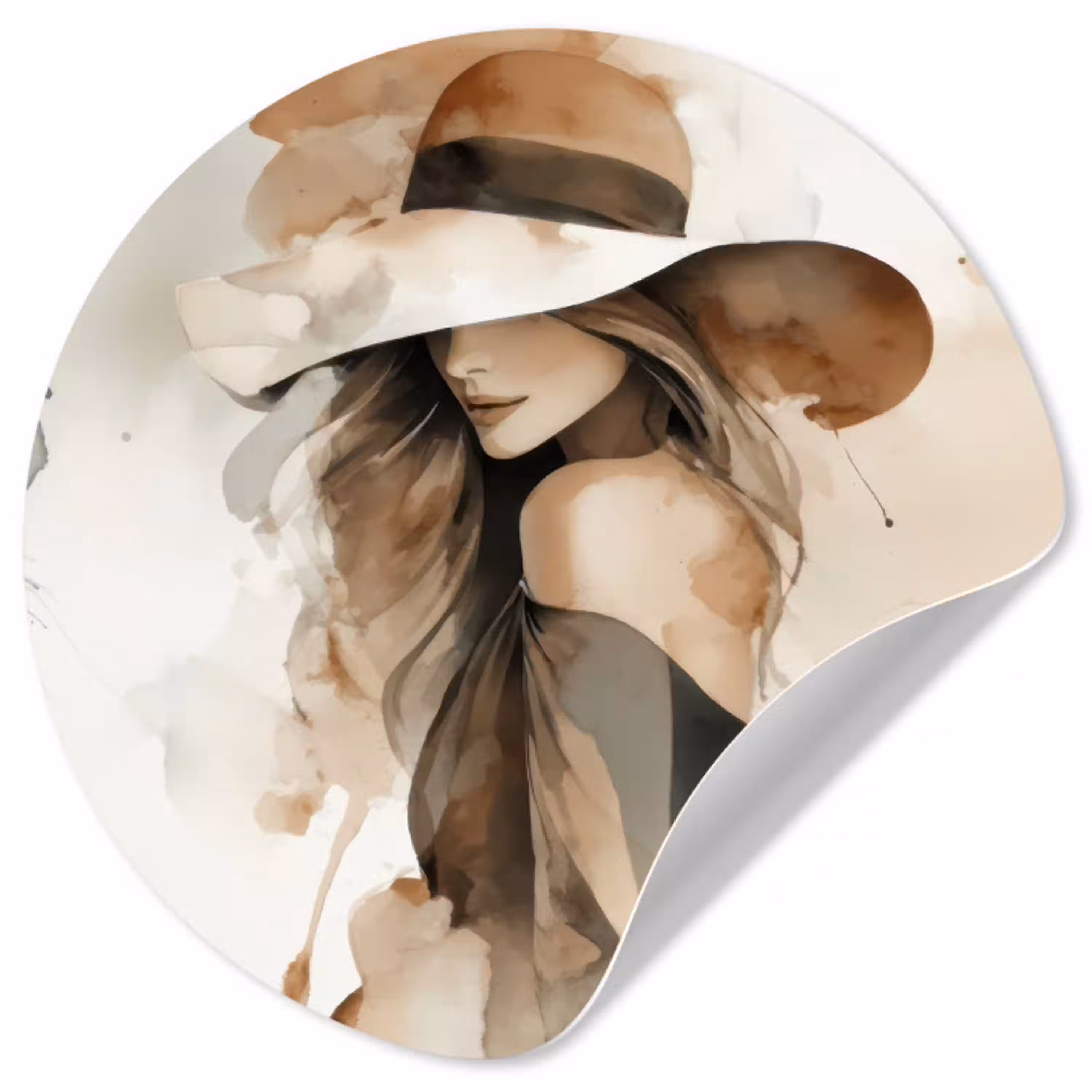 Mysterieus - Vrouw - Sepia Wandcirkel behangsticker klein -3d