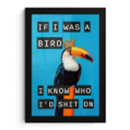 Vogel - Toekan - Blauw - Quotes fotolijst zwart zonder passe partout klein -3d