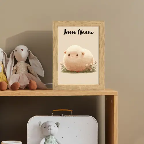 Schaap - Beige - Bloemen Light Box met kabel (Kinderlampje) klein -sfeer2_kind