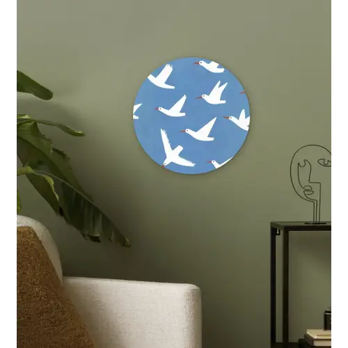 Vogels - Wit - Patroon Wandcirkel kunststof plaat 5mm dik klein -sfeer3