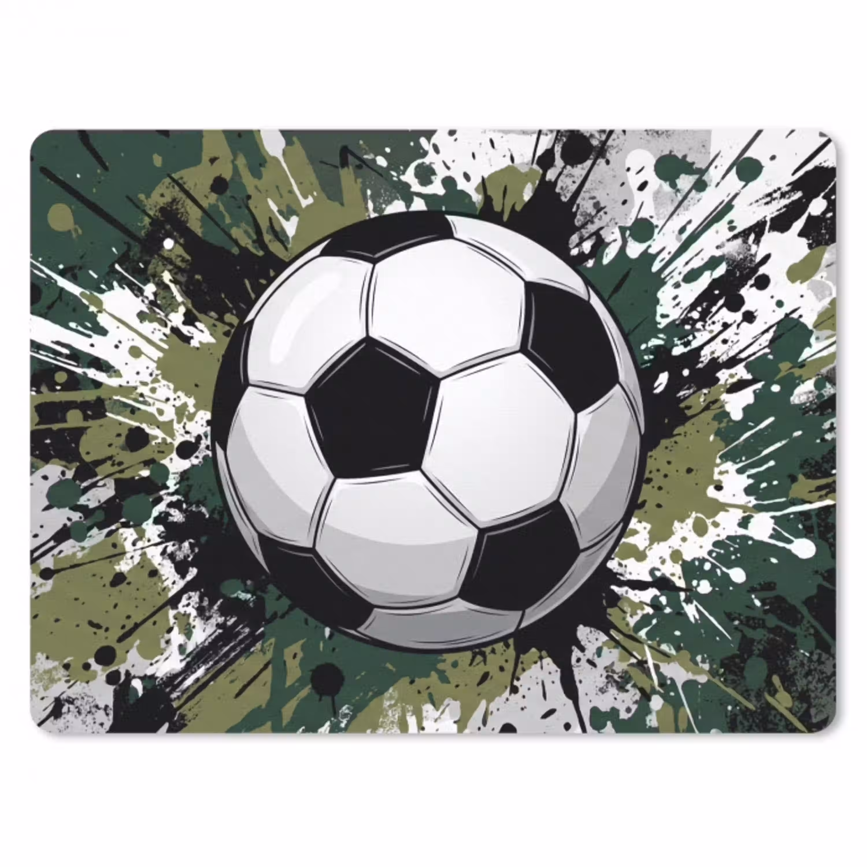 Voetbal - Verf - Spetters - Groen muismat rubber klein -3d